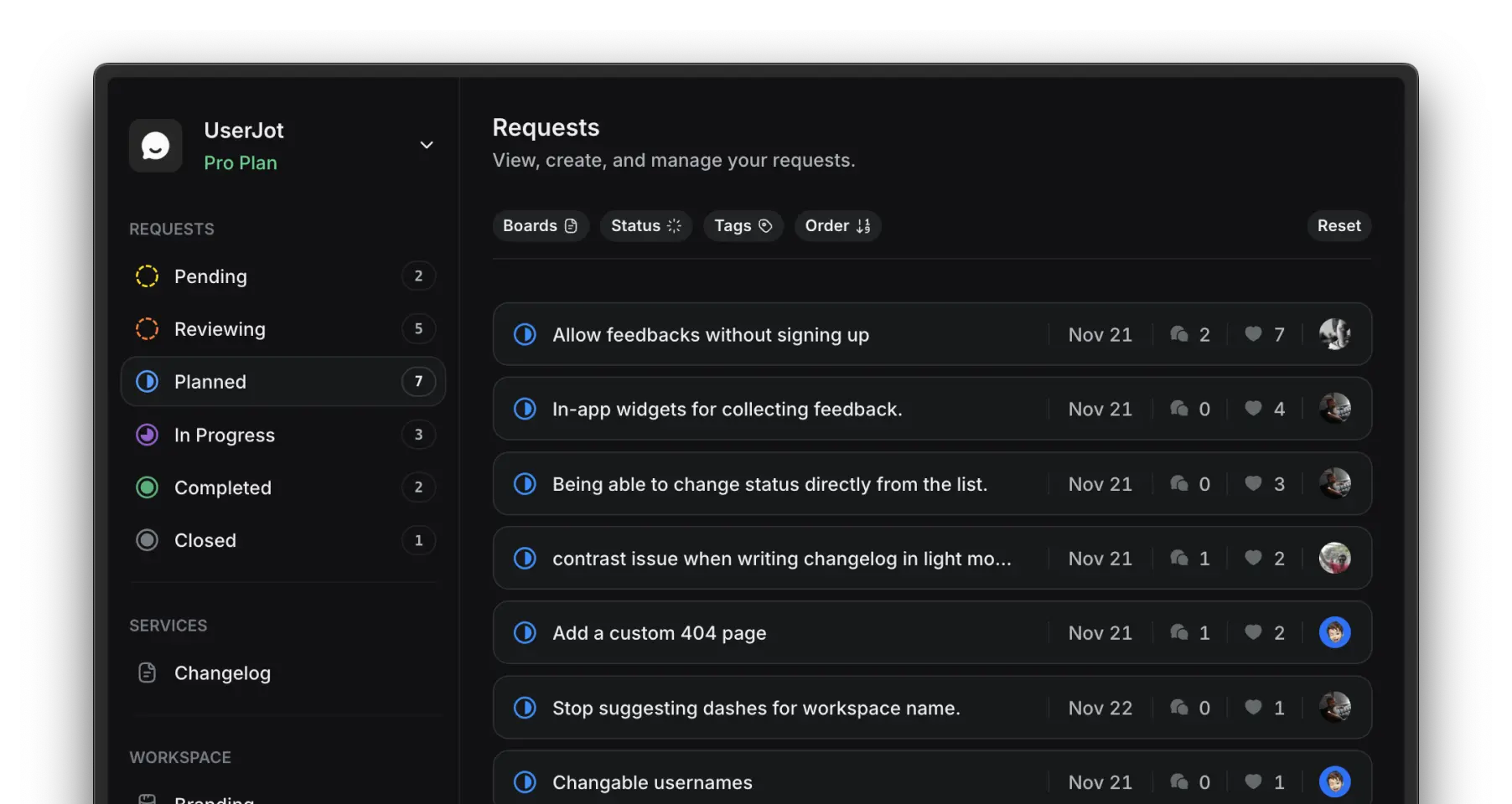 UserJot Dashboard