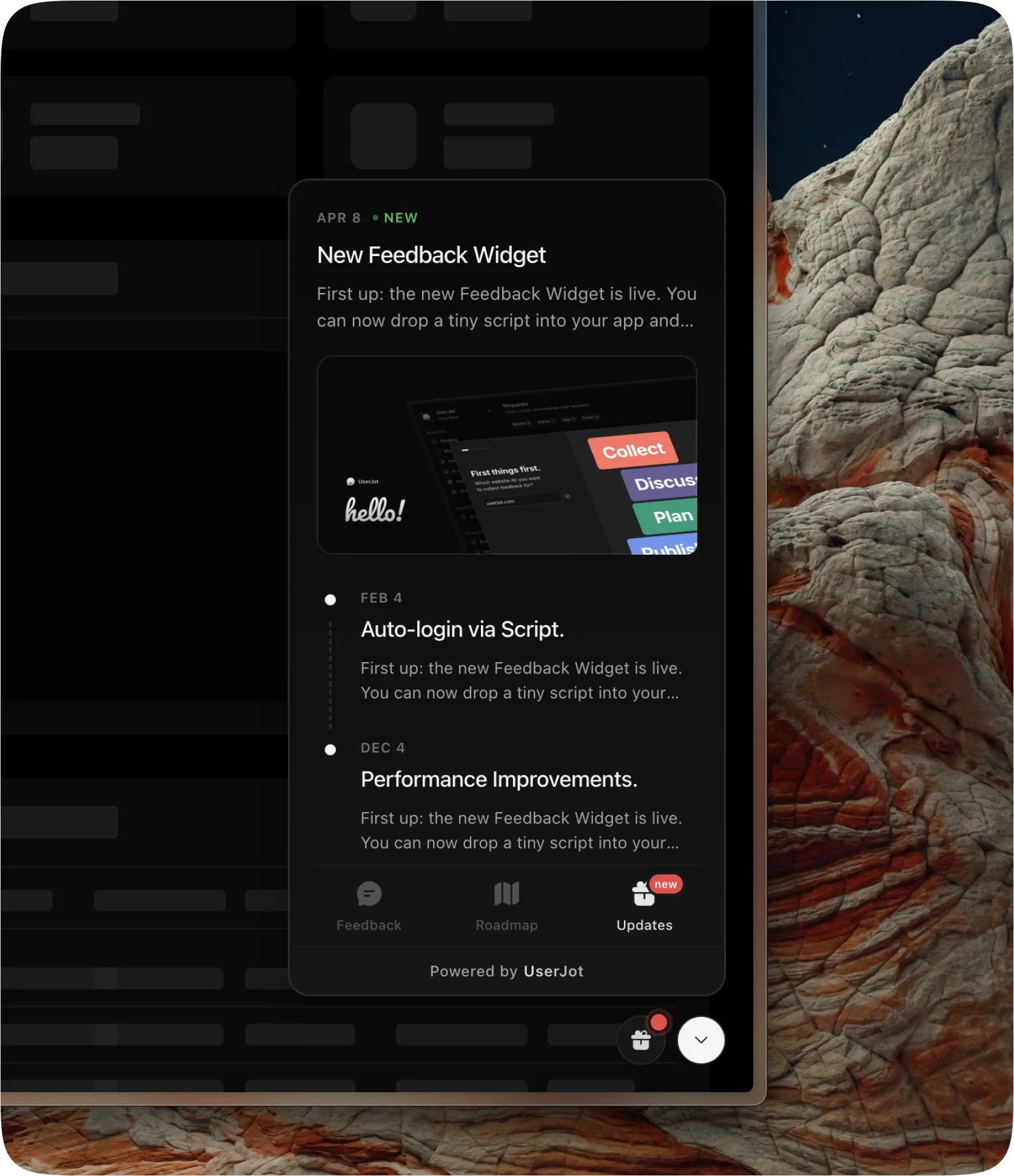 Add UserJot widget to your website