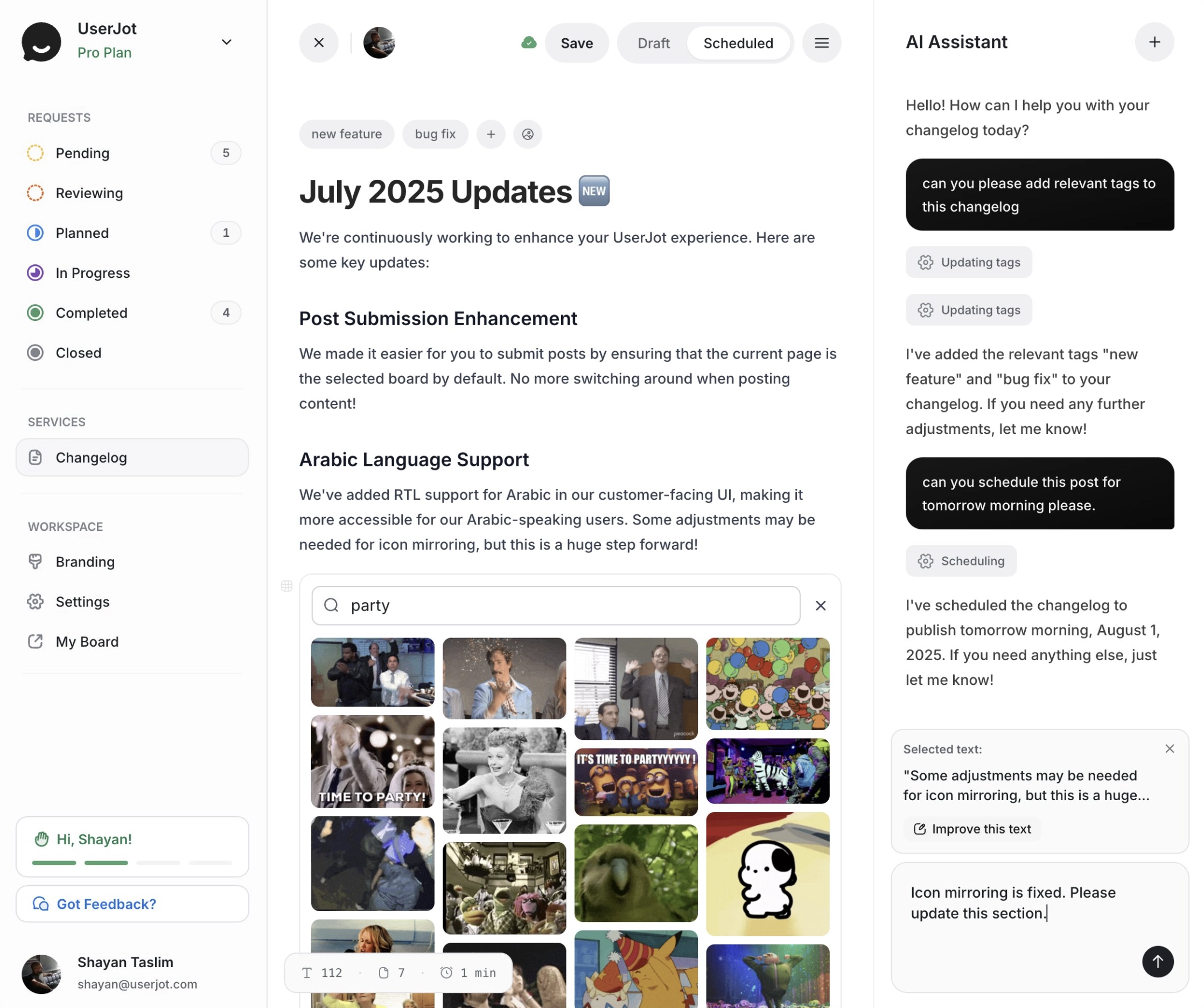 UserJot Dashboard